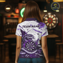Load image into Gallery viewer, Custom White And Purple Splatter Cobra Dartboard Women Darts Polo Shirts Grunge Dart Jerseys NYN2270