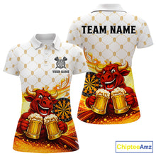 Load image into Gallery viewer, Bull &amp; Cheer Beers Dartboard Custom Funny Darts Polo Shirts Women Dart Team Jerseys | White NYN2273