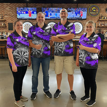 Load image into Gallery viewer, Purple &amp; Grey Smokes Dartboard Custom Women Darts Polo Shirts Grunge Dart League Jerseys NYN2278