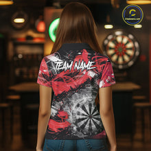 Load image into Gallery viewer, Red &amp; Grey Smokes Dartboard Custom Women Darts Polo Shirts Grunge Dart League Jerseys NYN2279
