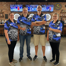 Load image into Gallery viewer, Blue &amp; Grey Smokes Dartboard Custom Women Darts Polo Shirts Grunge Dart League Jerseys NYN2280
