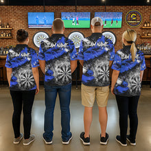 Load image into Gallery viewer, Blue &amp; Grey Smokes Dartboard Custom Women Darts Polo Shirts Grunge Dart League Jerseys NYN2280