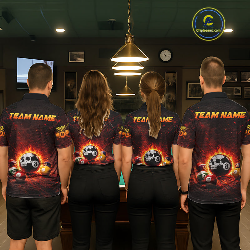 Fire Flame Grunge Pool Ball 3D Billiard Shirt For Men Personalized Skull 8 Ball Billiard Gifts NYN2568