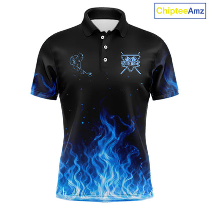 Custom Blue Flaming Pool 8 Ball Billiard Shirt For Men Personalized 3D Ball Billiard Attire Gifts NYN2570
