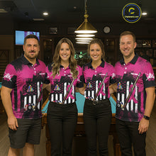 Load image into Gallery viewer, Pink Ribbon Grunge US Flag Patriotic Men Billiard Shirts Custom Breast Cancer Billiard Jerseys  NYN2943