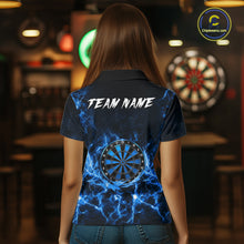 Load image into Gallery viewer, Custom Thunder Lightning Dartboard Women Dart Polo &amp; 1/4-Zip Shirt, Gifts For Dart Players | Blue NYN3337