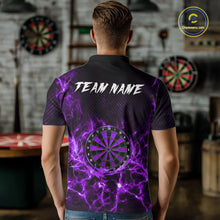 Load image into Gallery viewer, Custom Thunder Lightning Dartboard Men Dart Polo &amp; 1/4-Zip Shirt, Gifts For Dart Players | Purple NYN3338