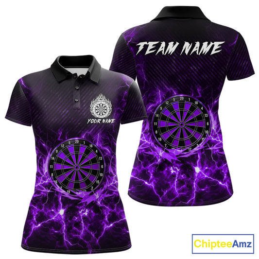 Purple thunder lightning dartboard dart polo shirt for women custom dart jersey