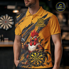 Load image into Gallery viewer, Black And Yellow Grunge Funny Men Dart Shirt Custom Rooster Gun Polo &amp; 1/4-Zip Dart Clothing NYN3344