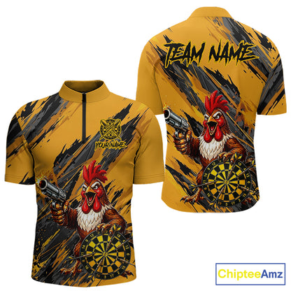 Black and yellow grunge rooster gun dart 1/4-zip shirt custom dart clothing