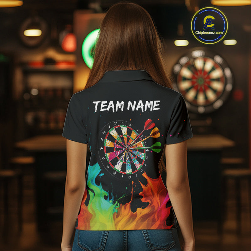 Custom Splatter Dartboard 3D Funny Dart Polo Shirt For Women Colorful Dart Team Jerseys NYN1526