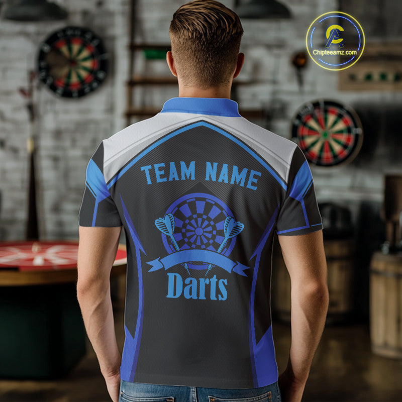 Custom Black Blue Bass Funny Dart Polo Shirt For Men Dart Team Sport Jerseys NYN1528