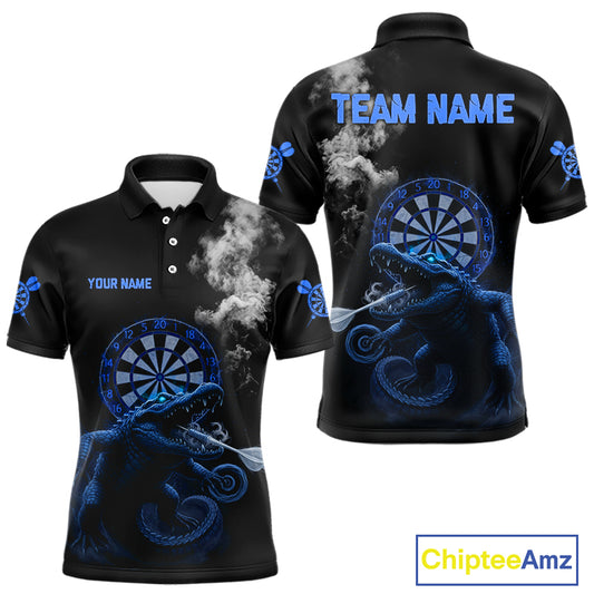 Black And Blue Crocodile Grey Smoke Custom Dart Men Polo Shirt Funny Dart Jerseys NYN1791