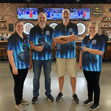 Load image into Gallery viewer, Personalized Blue Flames Bulldog Dartboard Men Darts Polo Shirt Custom Funny Darts Jerseys NYN2581