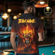 Load image into Gallery viewer, Orange Flaming Horror Skull 8 Ball Pool Men Billiard Polo &amp; 1/4-Zip Shirt Custom Billiard Team Attire NYN2731