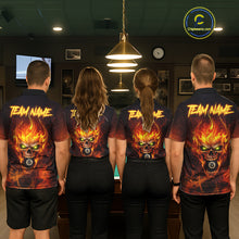Load image into Gallery viewer, Orange Flaming Horror Skull 8 Ball Pool Men Billiard Polo &amp; 1/4-Zip Shirt Custom Billiard Team Attire NYN2731