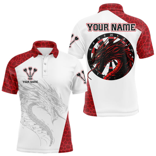 Personalized White-Red Dragon Dartboard Dart Shirts For Men Outfits Dart Team Jerseys NYN0033