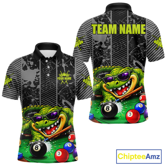 Personalized Funny Crocodile Plays Billiard Pool Shirt Custom 8 Ball Billiard Team Attire For Men NYN2953