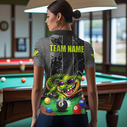 Personalized Funny Crocodile Plays Billiard Pool Shirt Custom 8 Ball Billiard Team Attire For Women NYN2953