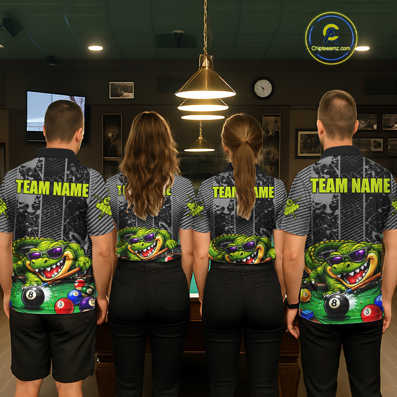 Personalized Funny Crocodile Plays Billiard Pool Shirt Custom 8 Ball Billiard Team Attire For Women NYN2953