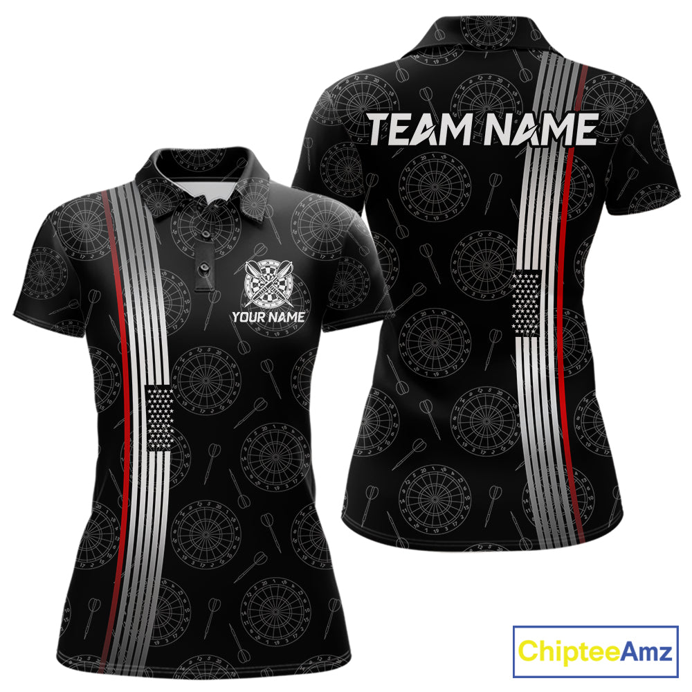 American flag thin red line dart polo shirt for women patriotic jersey