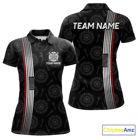 American flag thin red line dart polo shirt for women patriotic jersey