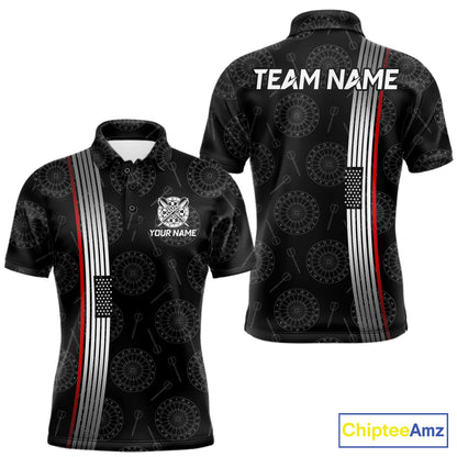 American flag thin red line dart polo shirt for men patriotic jersey