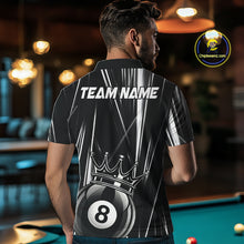 Load image into Gallery viewer, Male Pool Player Wearing Crown 8 Ball Billiard Shirt, Custom Pool Team Clothing, League Apparel