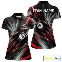 Load image into Gallery viewer, Thunder Red 8 Ball Strike Women's Billiard Polo Shirt Custom Pool Team Jersey League Apparel