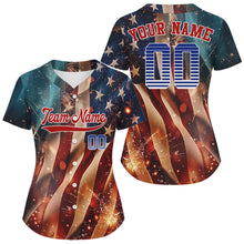 Load image into Gallery viewer, US Flag Baseball Jersey For Women Custom Patriotic Baseball Jersey With Name &amp; Number NYN0850