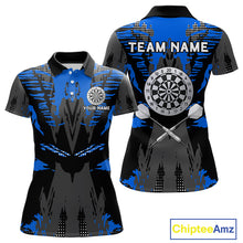 Load image into Gallery viewer, Silver Dartboard Blue Grunge Polo Dart Shirt For Women Personalized Outfits Darts Team Jerseys NYN0855