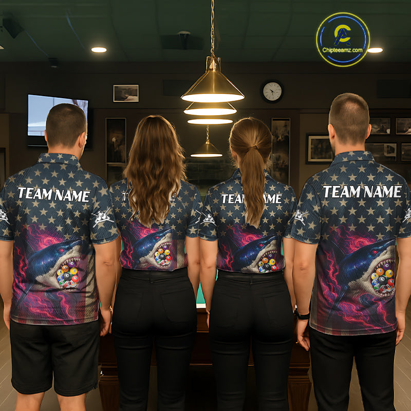 Funny Shark Colorful Billiard Balls Shirts For Men Custom Ball 8 Billiard League Jerseys NYN2305