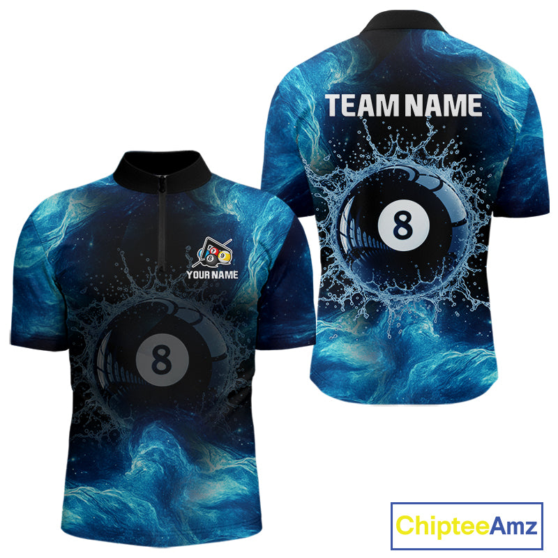 Personalized Ball 8 Billiard Polo & Quarter-Zip Shirt For Men 8 Ball Billiard Team Jersey NYN2310