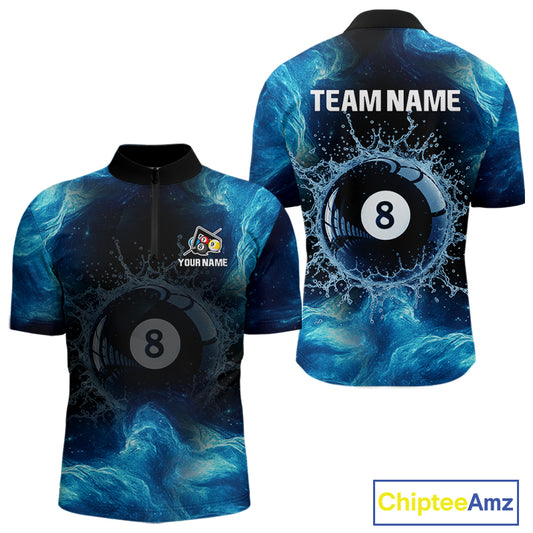 Personalized Ball 8 Billiard Polo & Quarter-Zip Shirt For Men 8 Ball Billiard Team Jersey NYN2310