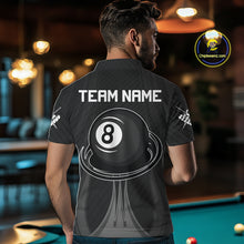 Load image into Gallery viewer, Black 8 Ball Pool Billiard Polo &amp; Quarter-Zip Shirt For Men Personalized Ball Billiard Team Attire NYN2746
