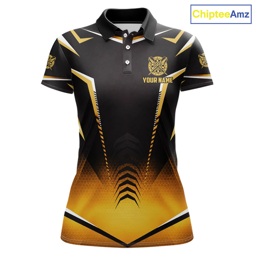 Personalized Yellow Dartboard Crown Darts Polo & 1/4-Zip Shirt For Women Dart Team Dart Jerseys NYN2956