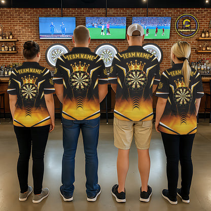 Personalized Yellow Dartboard Crown Darts Polo & 1/4-Zip Shirt For Women Dart Team Dart Jerseys NYN2956