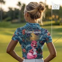 Load image into Gallery viewer, Womens Flamingo Golf Clothing Waving Tropical Golf Shirt Custom Floral Golf Polo, Best Golf Gifts NYN2959