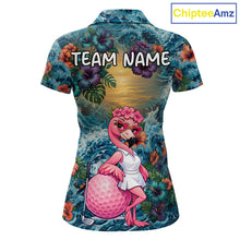 Load image into Gallery viewer, Womens Flamingo Golf Clothing Waving Tropical Golf Shirt Custom Floral Golf Polo, Best Golf Gifts NYN2959