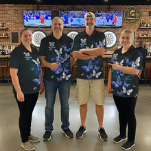 Load image into Gallery viewer, Custom Blue Butterfly Dart Polo &amp; 1/4-Zip Shirt For Men Darts Team Shirt With Butterflies NYN3350