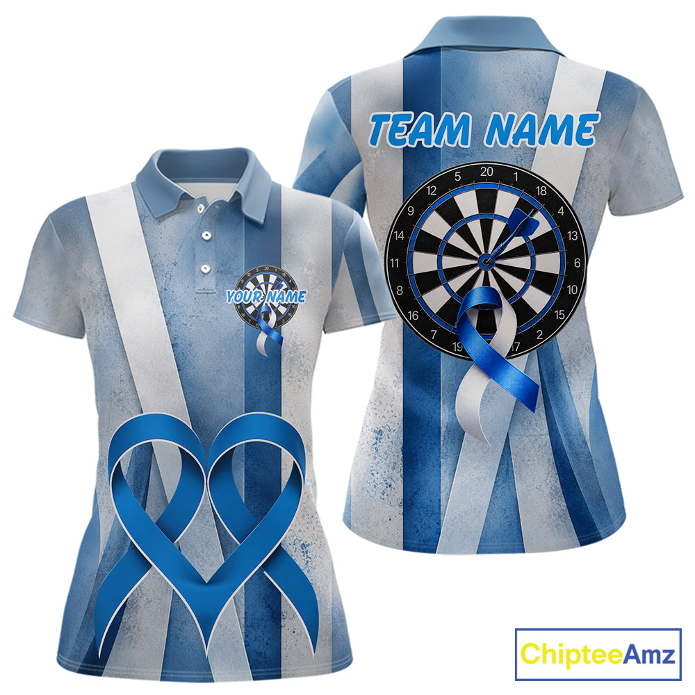 White and blue grunge ribbon dartboard shirt for women prostate cancer jersey