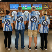 Load image into Gallery viewer, White &amp; Blue Grunge Ribbon Dartboard Dart Shirt For Men Custom Prostate Cancer Dart Team Jerseys NYN3352