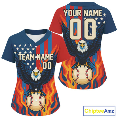 Women's Patriotic Baseball Jersey Custom US Flag Baseball Jersey For Newborns Personalized NYN1261