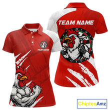 Load image into Gallery viewer, Custom White And Red Rooster Dartboard Dart Women Polo Shirt Funny Dart Team Jerseys NYN1540