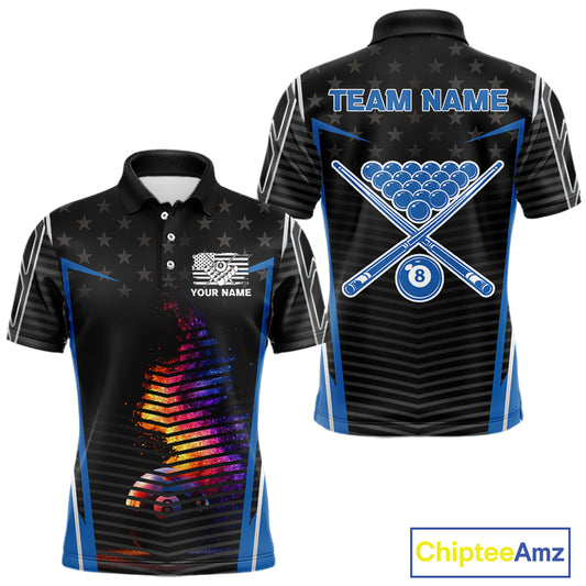 Colorful Paint Ball 8 Billiard Jerseys For Men Custom Blue Billiard Balls Pool Jersey NYN2317