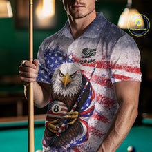 Load image into Gallery viewer, US Flag Grunge Eagle Pool 8 Ball &amp; Cue Billiard Shirt For Men Custom Patriotic Billiard Attire NYN2588