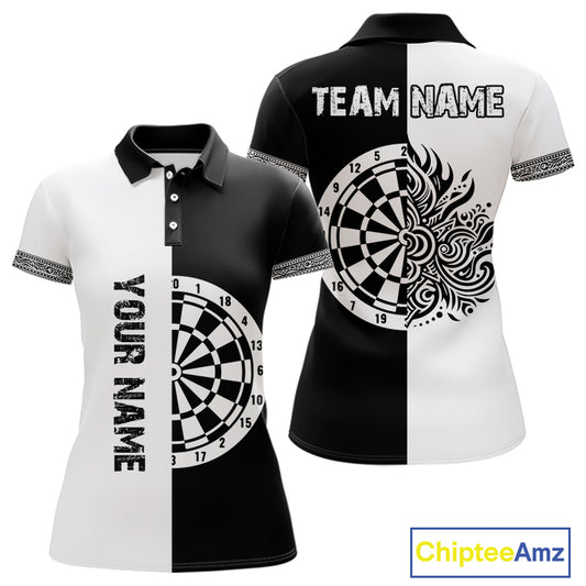 White And Black Dartboards Polynesian Tribals Dart Shirts For Women, Dart Jerseys NYN0048
