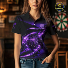 Load image into Gallery viewer, Thunder Purple Dartboard Women Dart Polo &amp; 1/4-Zip Shirt Custom Name Splatter Dart Jersey For Darters NYN2964