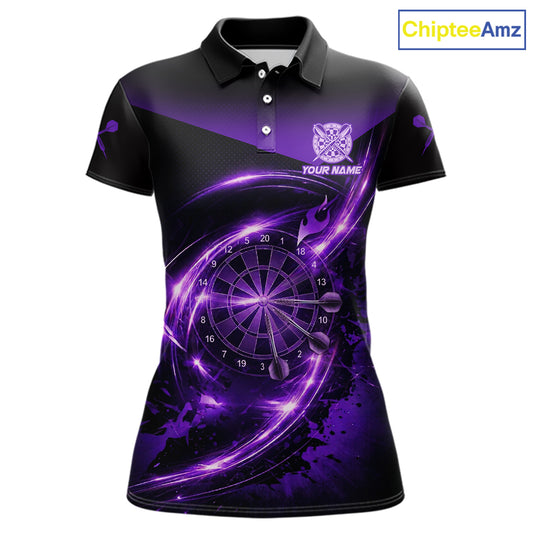 Thunder Purple Dartboard Women Dart Polo & 1/4-Zip Shirt Custom Name Splatter Dart Jersey For Darters NYN2964
