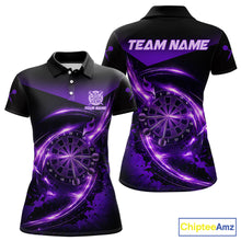 Load image into Gallery viewer, Thunder Purple Dartboard Women Dart Polo &amp; 1/4-Zip Shirt Custom Name Splatter Dart Jersey For Darters NYN2964